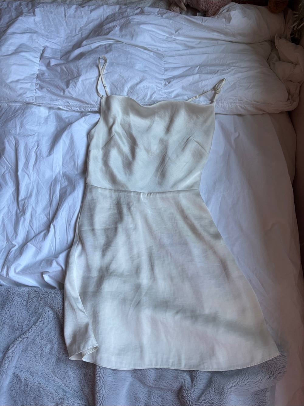 Aritzia silk Ivory Spaghetti-Strap Slip Dress